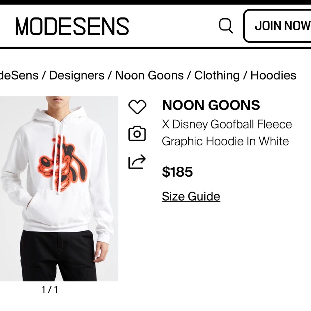 White Noon Goons x Disney Goofy Fleece Graphic Hoodie - Picture 2 of 9